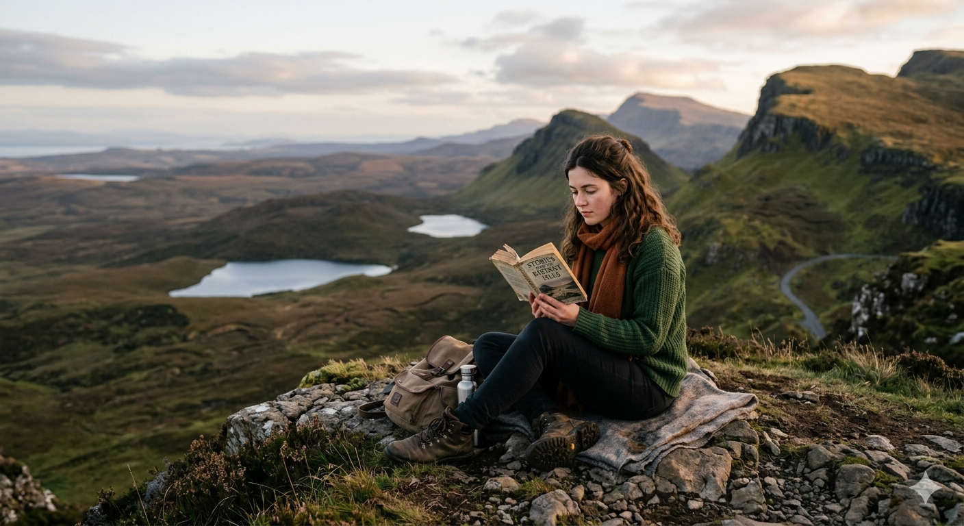 Alone in a faraway land lost in the pages of a book